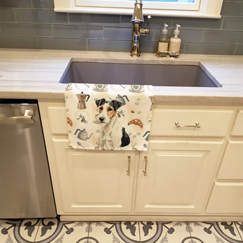 Serviette de cuisine Coffee Bar, Fox terrier au poil lisse