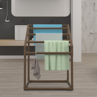 44" H x 38" W x 23" D Freestanding Towel Rack 38 " Plastic 4 - Bar Freestanding Towel Rack