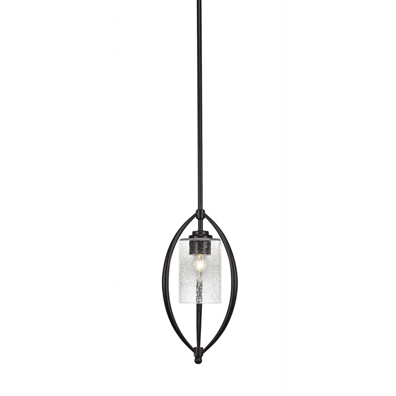 Luminaire suspendu géométrique 1 lumières simple Albreda, Bulle transparente, Granite noir