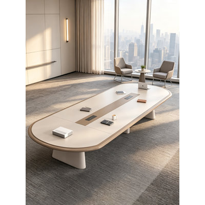 Grande table de conférence en bois laqué de style moderne pour le bureau
