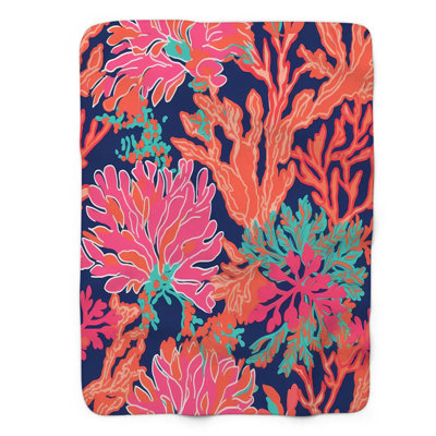 Coral Reverie - 1 Piece Premium Sherpa Blanket Throw Blanket