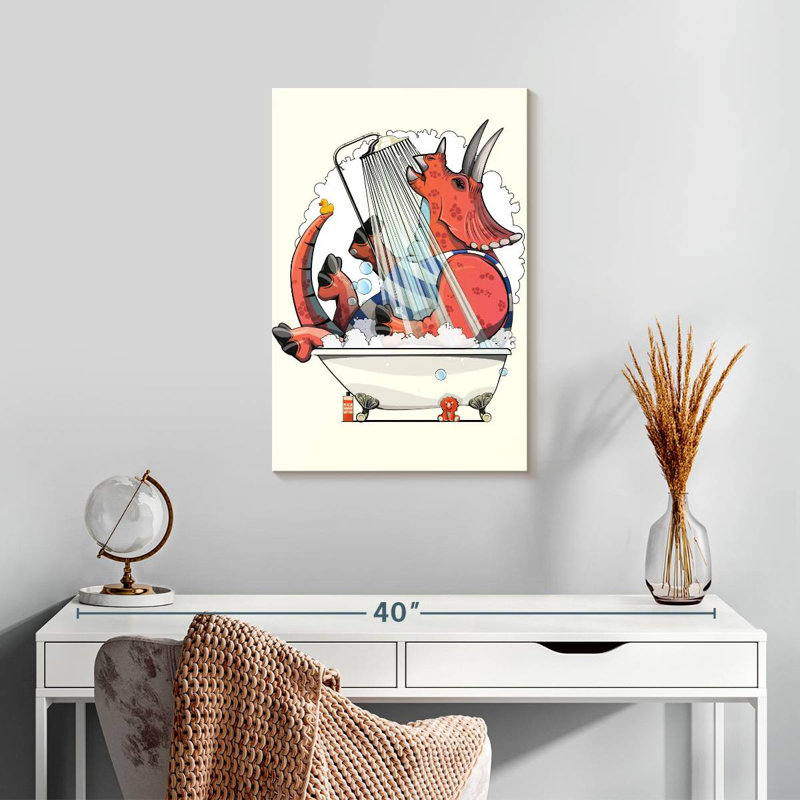 Dinosaure tricératops dans la salle de bain, H 24 po x l 16 po