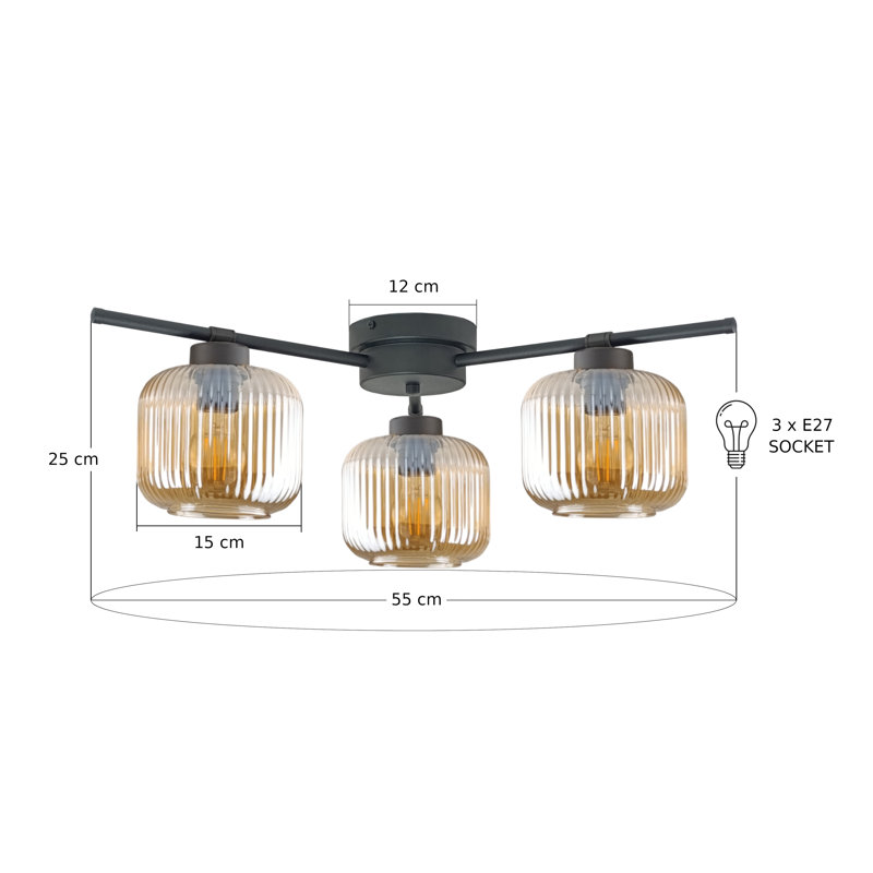 Foton 3-light Flush Mount, Brown
