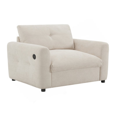Canapé simple de 42 po x 33 po, fauteuil avec siège large, chargeur à deux ports, conception à tirette et capitonnée, mousse à haute densité, convient au salon et à l’appartement, chenille, 2 couleurs