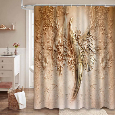 Paon, ornement décoratif abstrait, toile de fond, bel oiseau brun avec 12 crochets