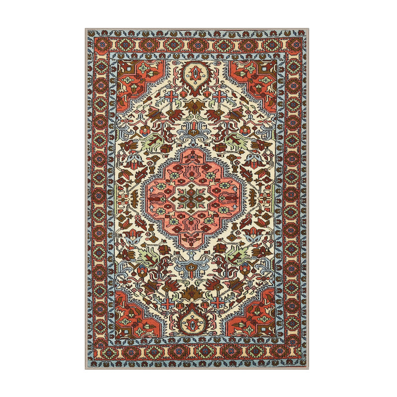 Tapis oriental oriental / bleu clair / rouge, Rectangle 7 pi x 9 pi
