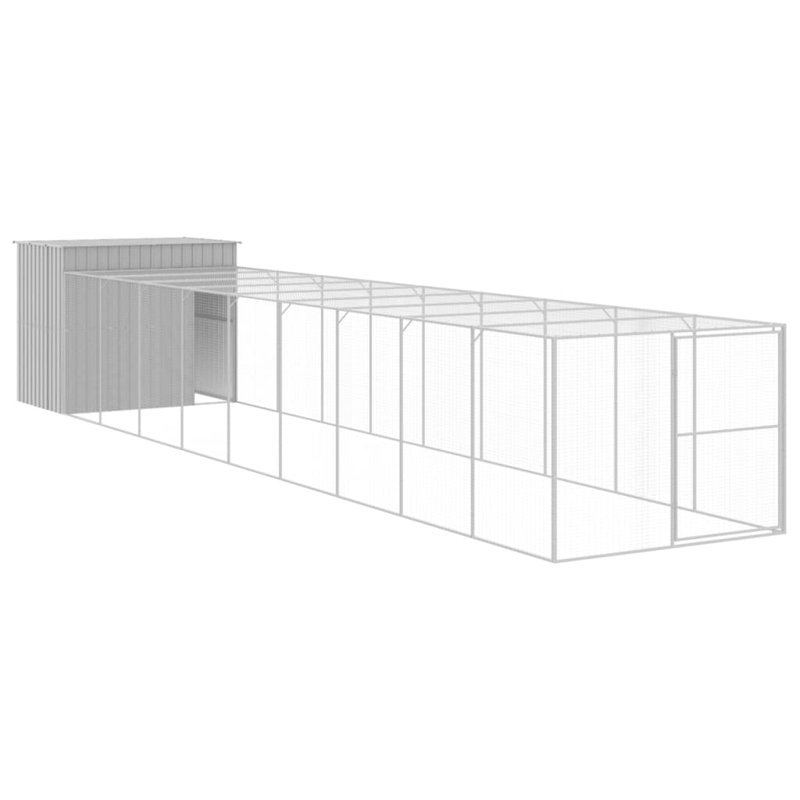 Niche pour chien en métal, Gris clair, H 71,3 po x l 84,3 po x P 420,9 po