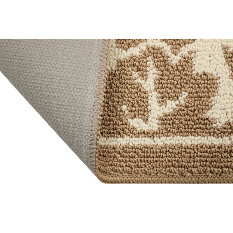 Chamroeun Home Decor luxueux antidérapant avec envers en caoutchouc sécuritaire ultra résistant à l'eau et doux, tissé, durable, tapis, tapis, tapis, intérieur, intérieur, jacquard, tapis de cuisine, feuilles d'érable taupe, ensemble de 2 pièces