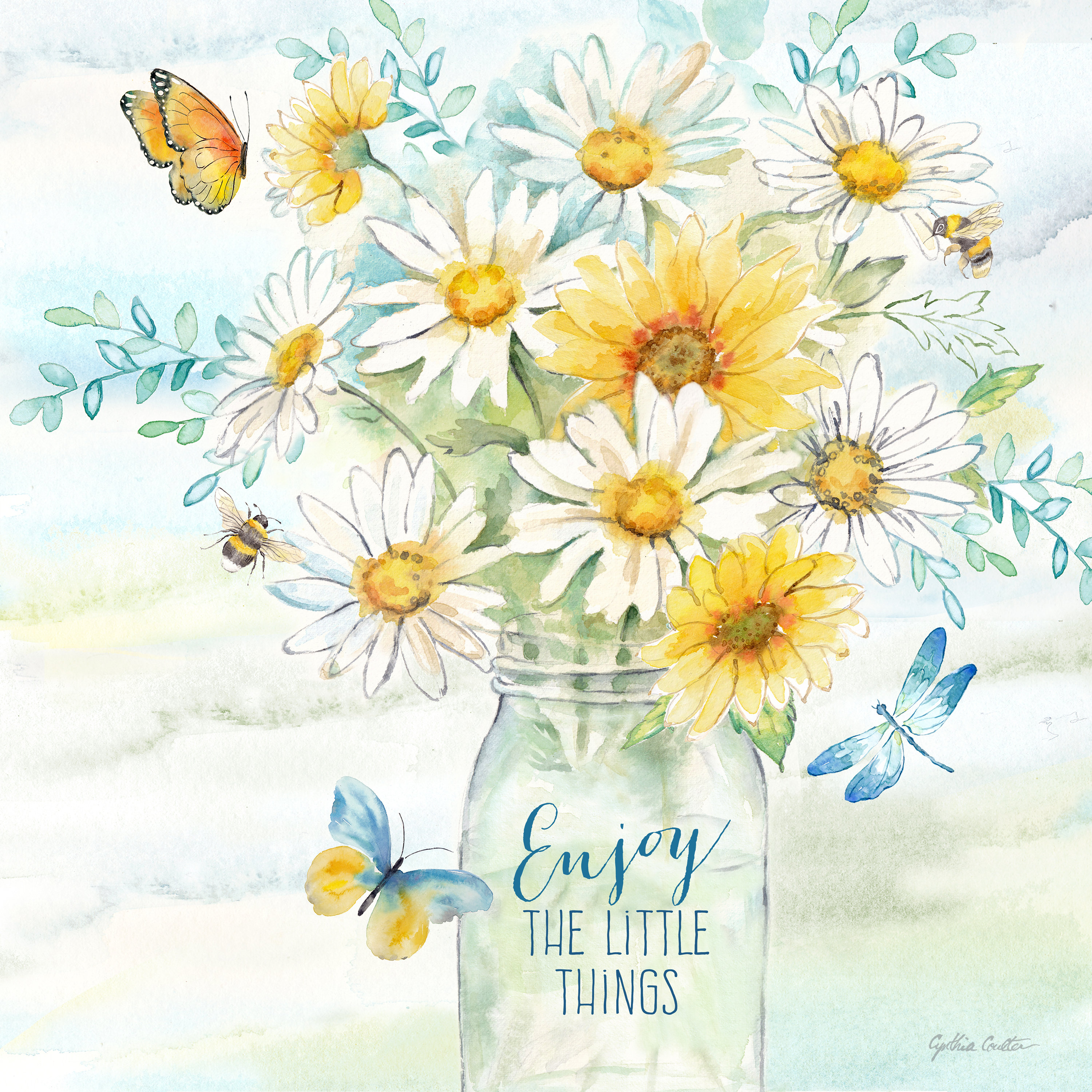 August Grove® Daisy Days III On Canvas by Cynthia Coulter Print | Wayfair