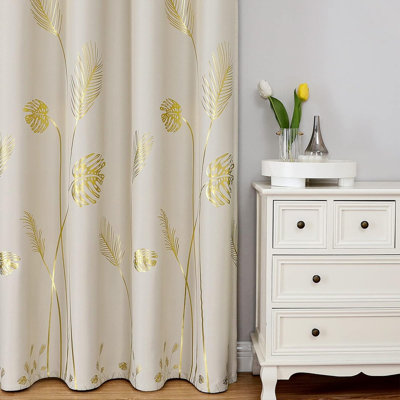 Blackout Curtains 96 Inches Long, Grommet Curtains With Palm Tree Pattern, Light Blocking Thermal Insulated Window Drapes For Bedroom, 52Wx96l, 2 Panels