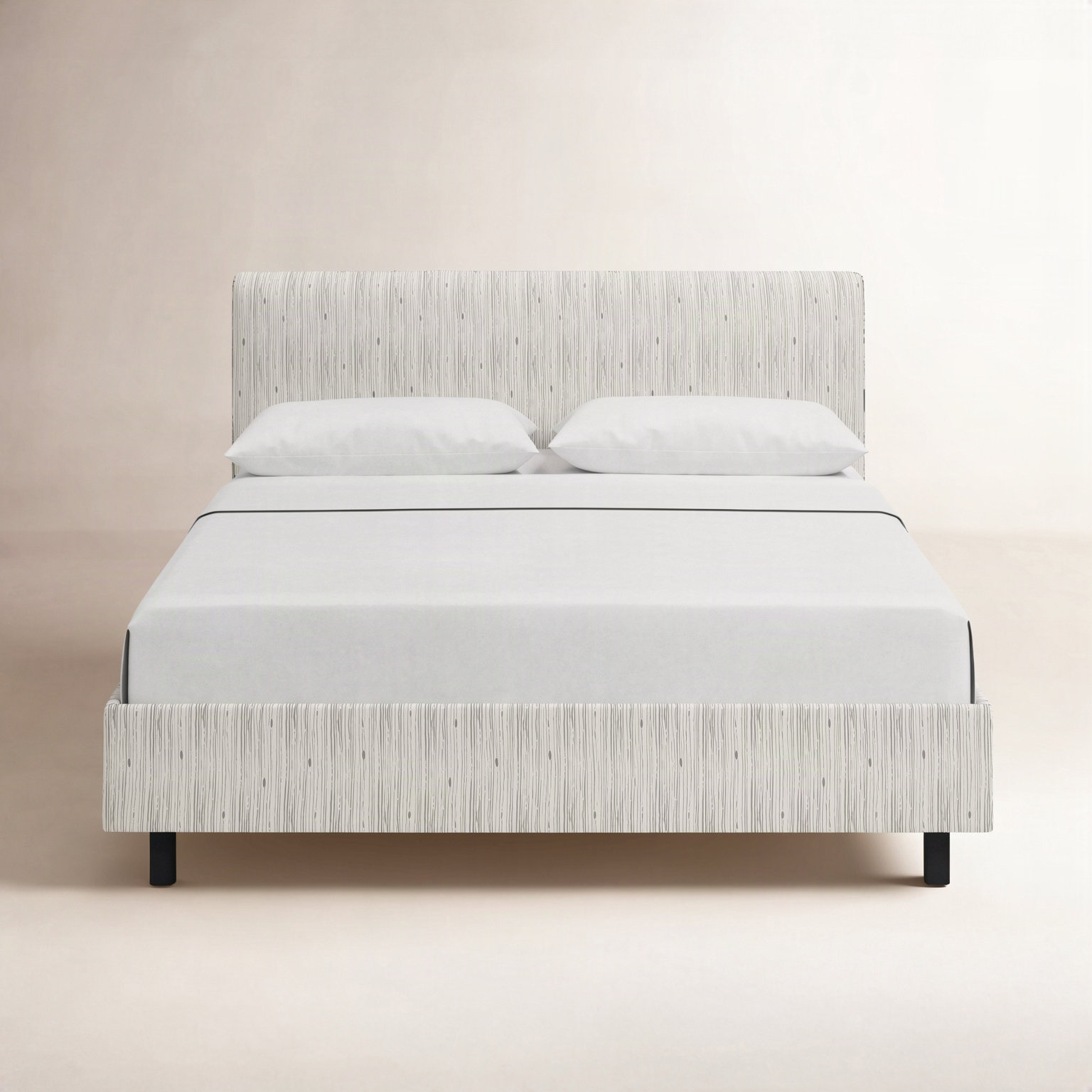 Avila Cotton Upholstered Bed, Full, Shibori Stripe Grey