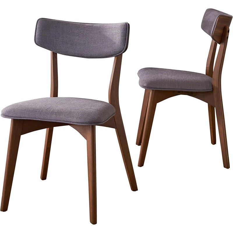 Hoopes 18.75'' H Upholstered Side Chair, Natural Walnut, Dark Gray