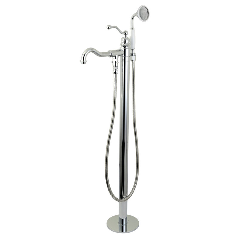 Kingston Arcticstone 51-Inch Solid Surface Oval Single Slipper Freestanding Tub With Faucet Combo And Drain, Polished Chrome