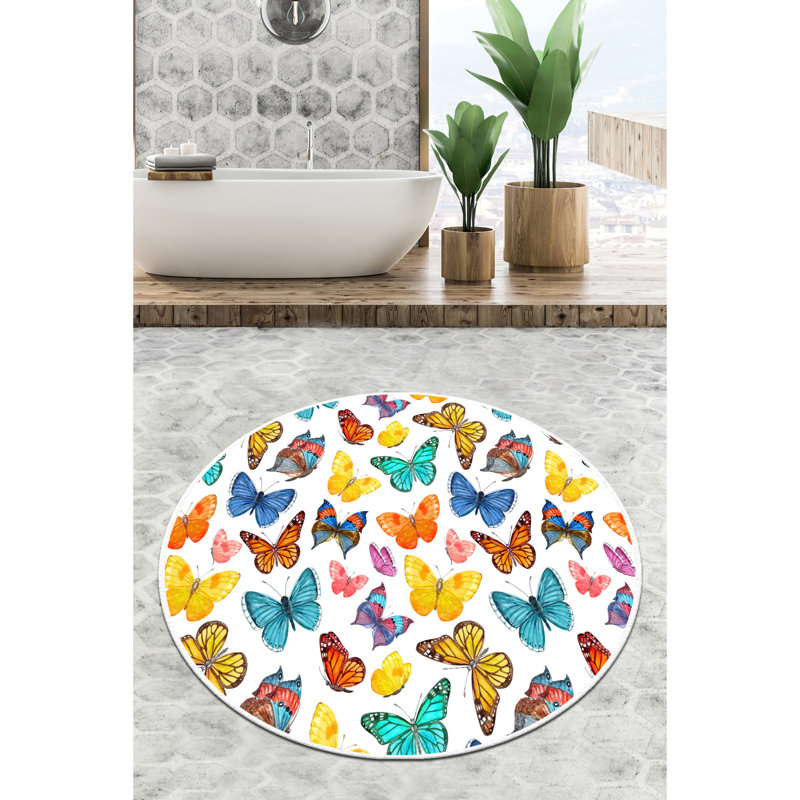 Antibacterial Non-Slip Bathmat, 100% Polyester, 47.2 inches Diameter | 10 mm Pile Height, 700 g/m² | Machine Washable at 86°F | Ideal for Home & Bathroom Safety, Soft & Stylish Design