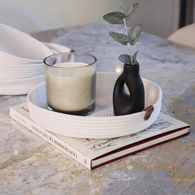 Benecia Cotton Tray, Ecru