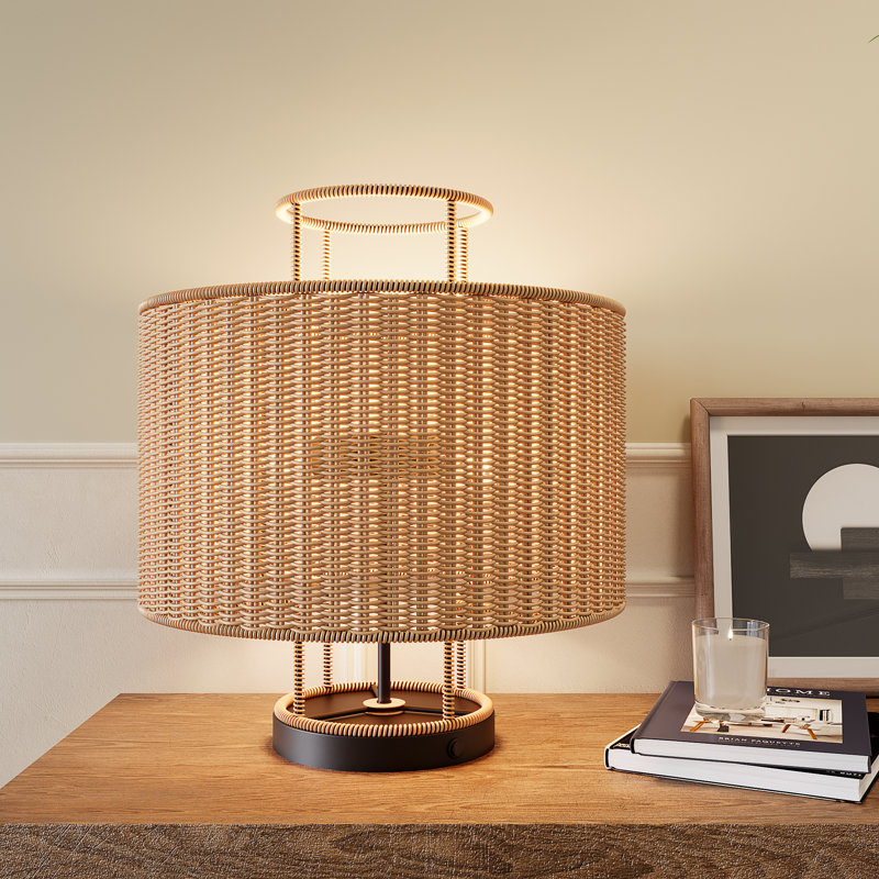 2-Light Rattan table lamp