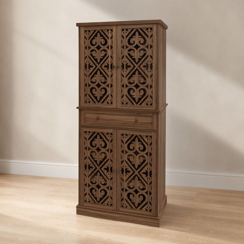 Armoire à 4 portes avec 1 tiroir, 4 tablettes réglables et conception anti-basculement pour un rangement et une sécurité accrus
