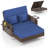 2 PCS Wicker Loveseat & Storage Ottoman with 4-Level Backrest & Soft Cushion-973273130