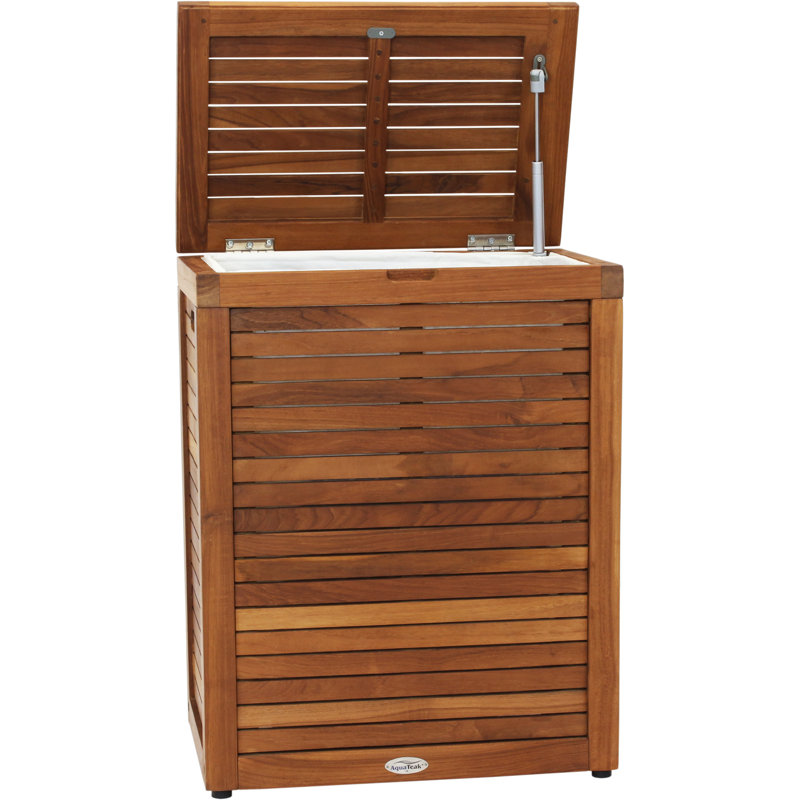 Teak Wood Large Rectangular Storage Hamper with Lid