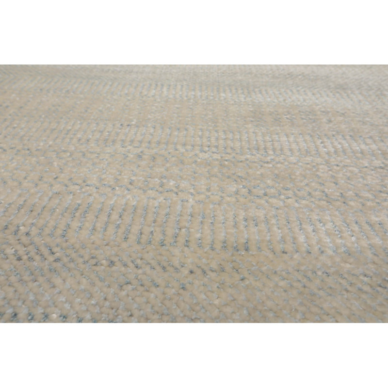 Tapis beige noué à la main, Rectangle 10 pi x 14 pi