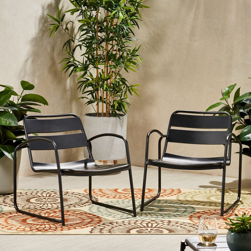 Ensemble de 2 chaises en fer, Noir