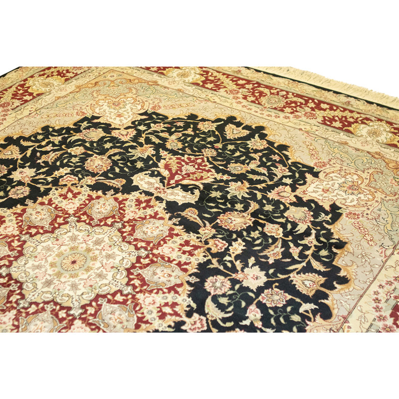Tapis rectangulaire en laine noué à la main