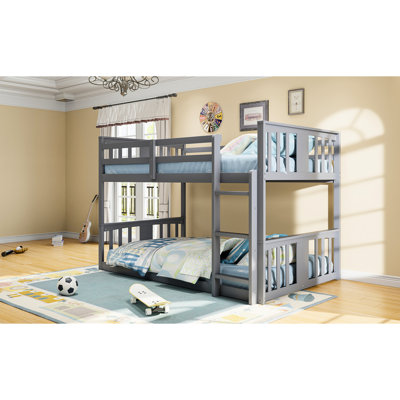Twin Over Bunk Bed With - Gray, Built Precision For Durability Gray , And Comfort Pinewood