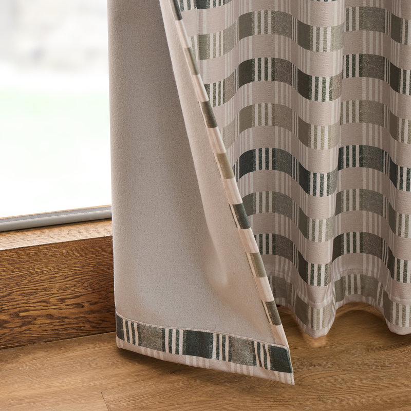 Wilson Check Blackout Thermal Eyelet Curtains, Green, 46cm Width x 228.6cm Drop