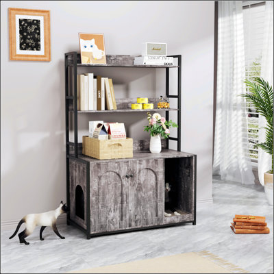 Large Cat Litter Box Enclosure With Shelf Storage Large Cat Litter Box Enclosure With Shelf Storage