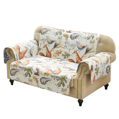 Greenland Home Fashions Willow Natural Loveseat Furniture Protector 103"x76" Reversible Slipcover