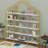 Modern 74.8 Inch 5 Tiers Bookcase Bookshelf, Multi-Functional Display Shelf With Round Top