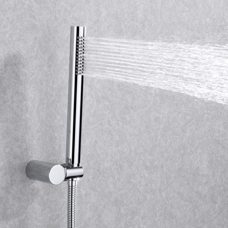 Shower Faucet Set System with Handheld Shower and Brass Rough-in Valve, Chrome