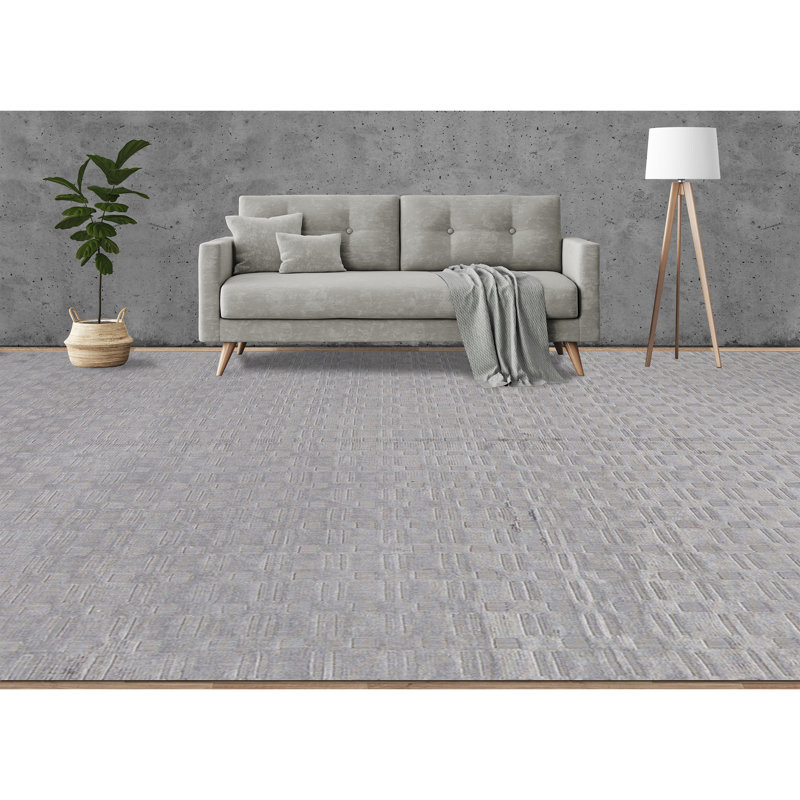 Geometric Area Rug in Silver, Rectangle 8'9" x 12'