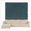 Grand lit escamotable mural avec canapé et tablettes, panneau vert, canapé beige