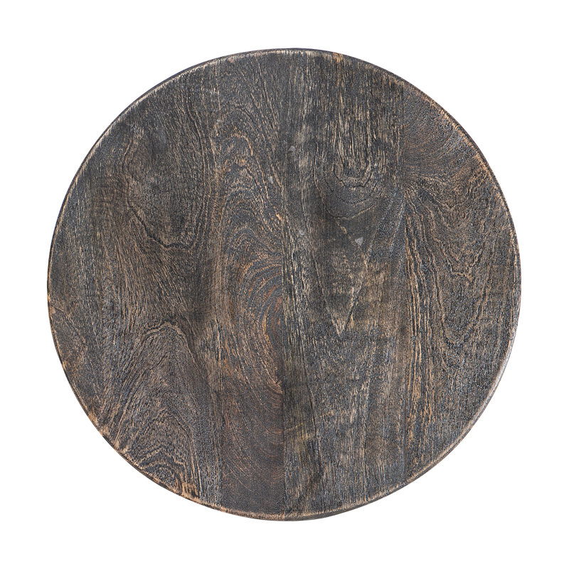 Transitional Round Wood & Stone 20" Brown End Table