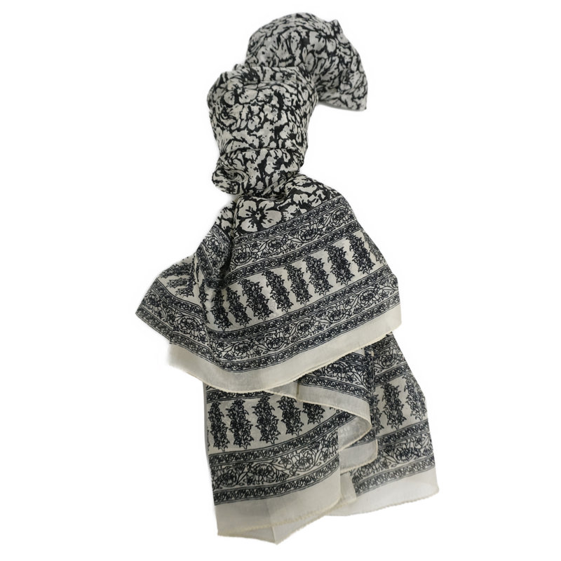 Foulard indien en soie 100% imprimé à la main