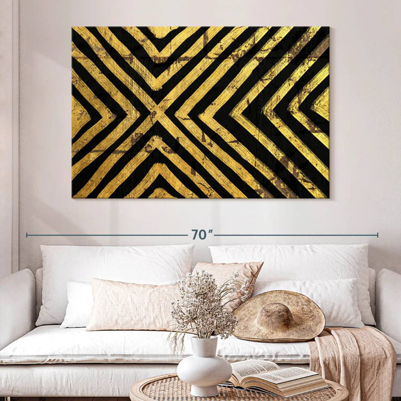 Avery Gold Geometric Lines, 34" H x 51" W