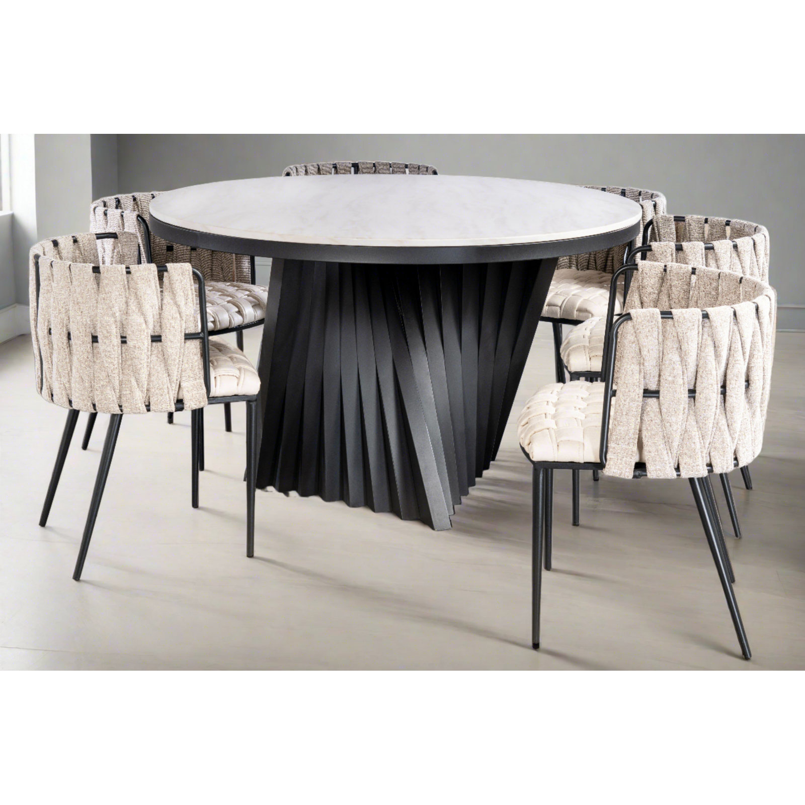 Tyrone Armchair, Off White Faux Leather, Black