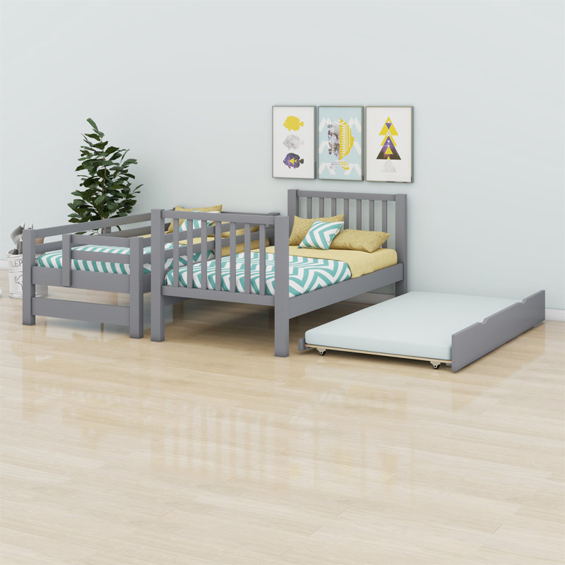 Bunk Bed With Trundle, Gray