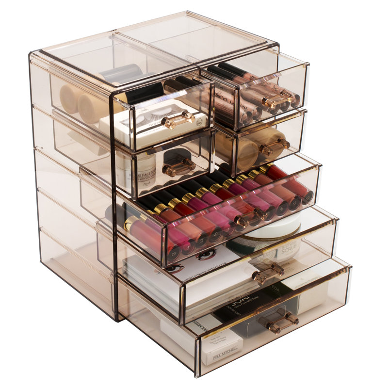 Rangement à 7 tiroirs pour maquillage et bijoux, Brun