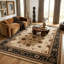 Tapis intérieur / extérieur 4 pi x 6 pi (3 pi 9 po x 5 pi 6 po) à motif de médaillon persan beige / noir Yasmin-30842371