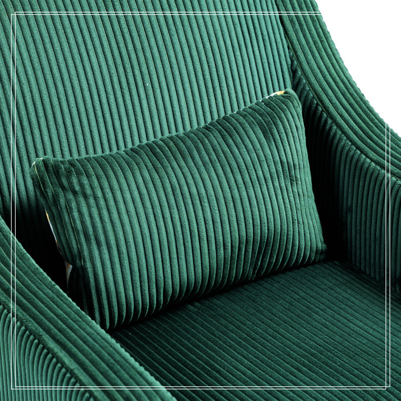 Fauteuil de 26,7 po de largeur, Velours côtelé vert