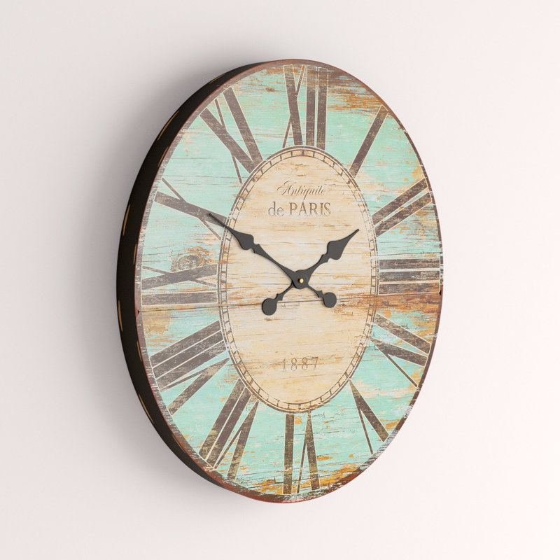 Wood Wall Clock, Turquoise