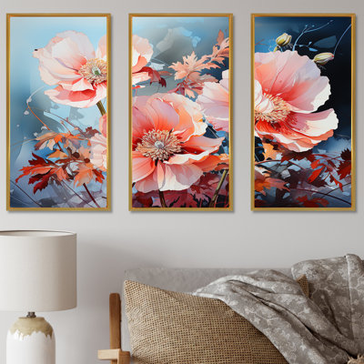 Vivid Poppy Moments I - Poppies Wall Art Living Room Set