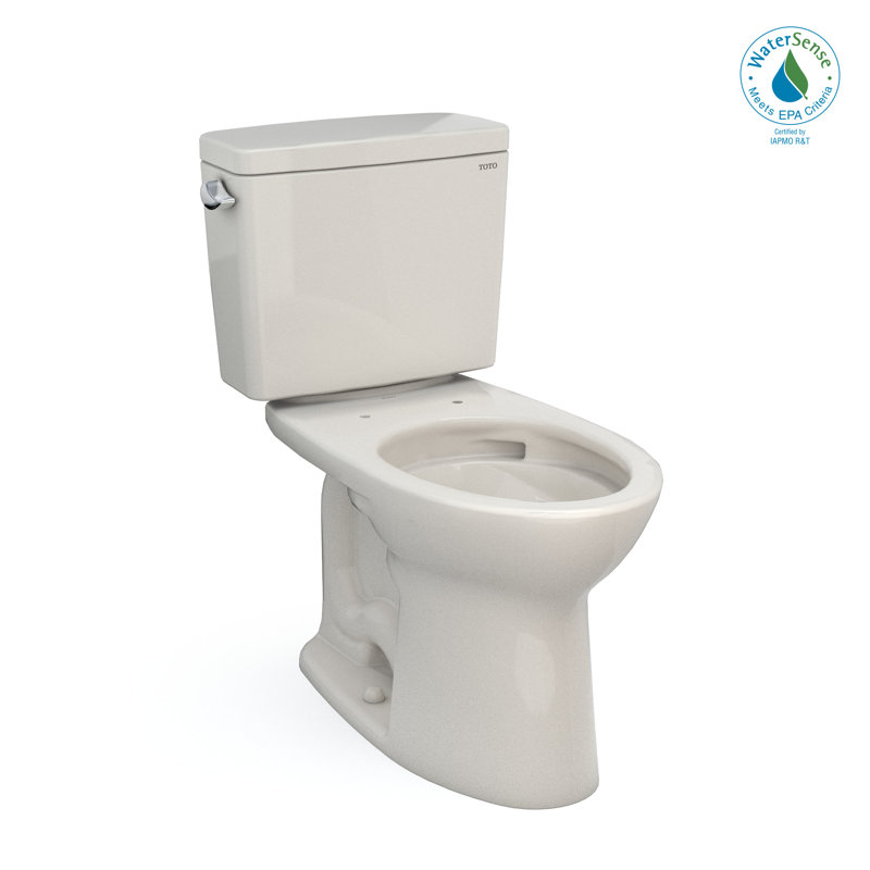 Drake Two Piece Elongated 1.28 Gpf Universal Height Toilet With Toilet Seat, Sedona Beige