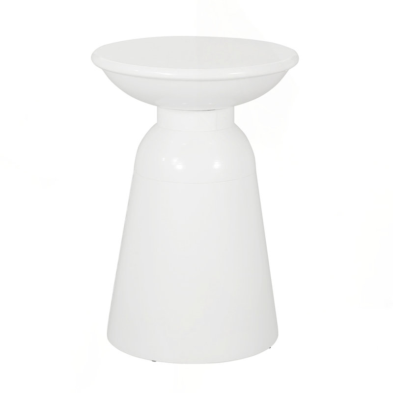Outdoor Metal end Table, White