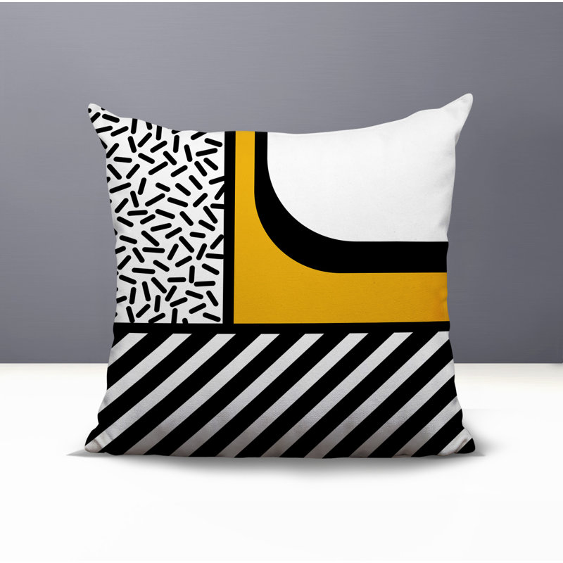 Oreiller carré réversible intérieur / extérieur Jazzo, Jaune, Carré 16 po