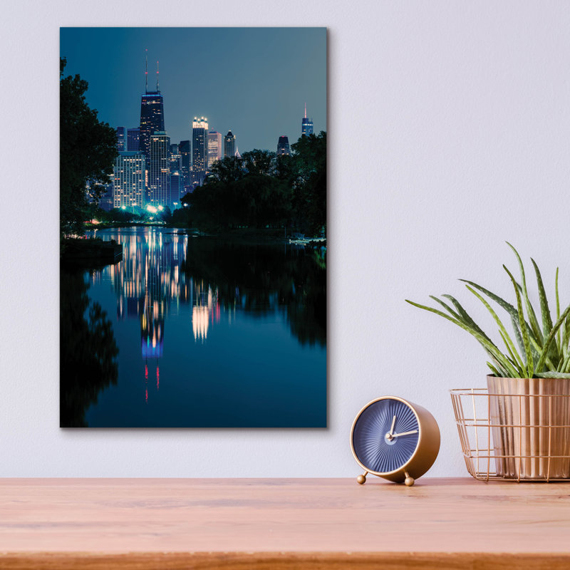  «Chicago Blue Reflection» par Epic Portfolio, art mural en verre acrylique, 12 po x 16 po