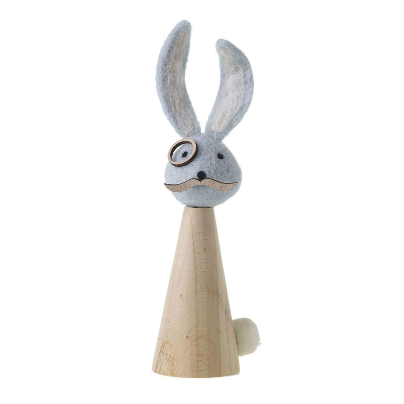 Gingola Becky Felts, Lièvre, H 9 po x l 2,25 po x P 1,5 po