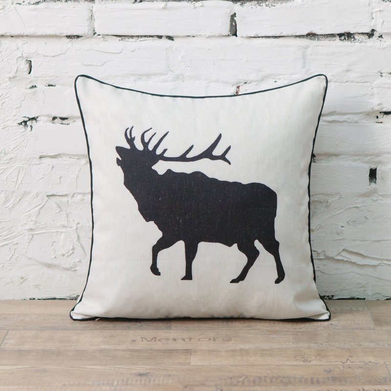 Coussin décoratif à imprimé animal d'élan, polyester